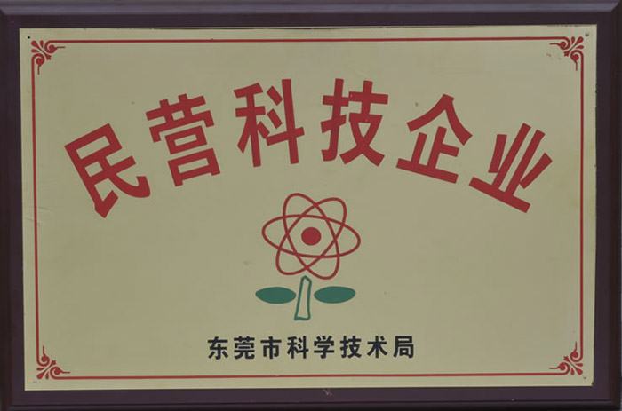 東莞市科學(xué)技術(shù)局頒發(fā)-民營科技企業(yè)